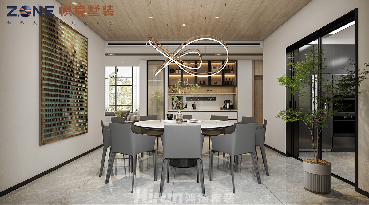 瀏陽(yáng)自建別墅450㎡雅致現(xiàn)代別墅 裝修案例效果圖-4