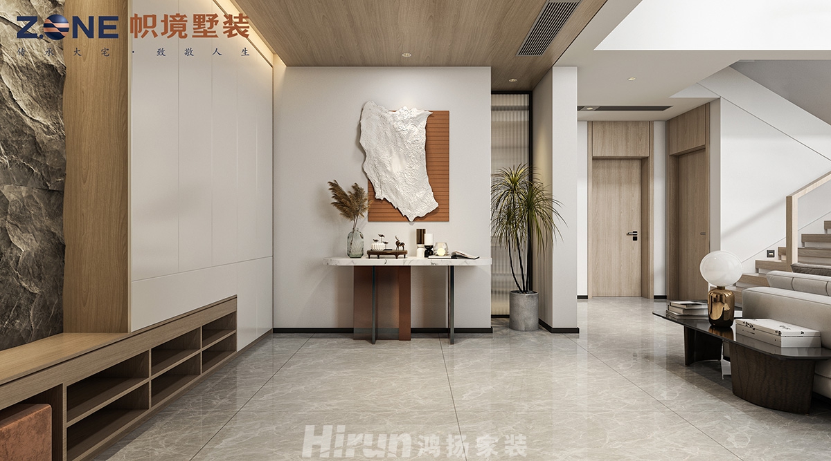 瀏陽(yáng)自建別墅450㎡雅致現(xiàn)代別墅 裝修案例效果圖-1