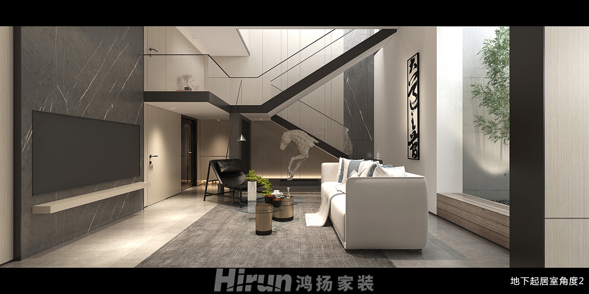 東方名苑首府500㎡意境東方別墅 裝修案例效果圖-負(fù)一層角度2
