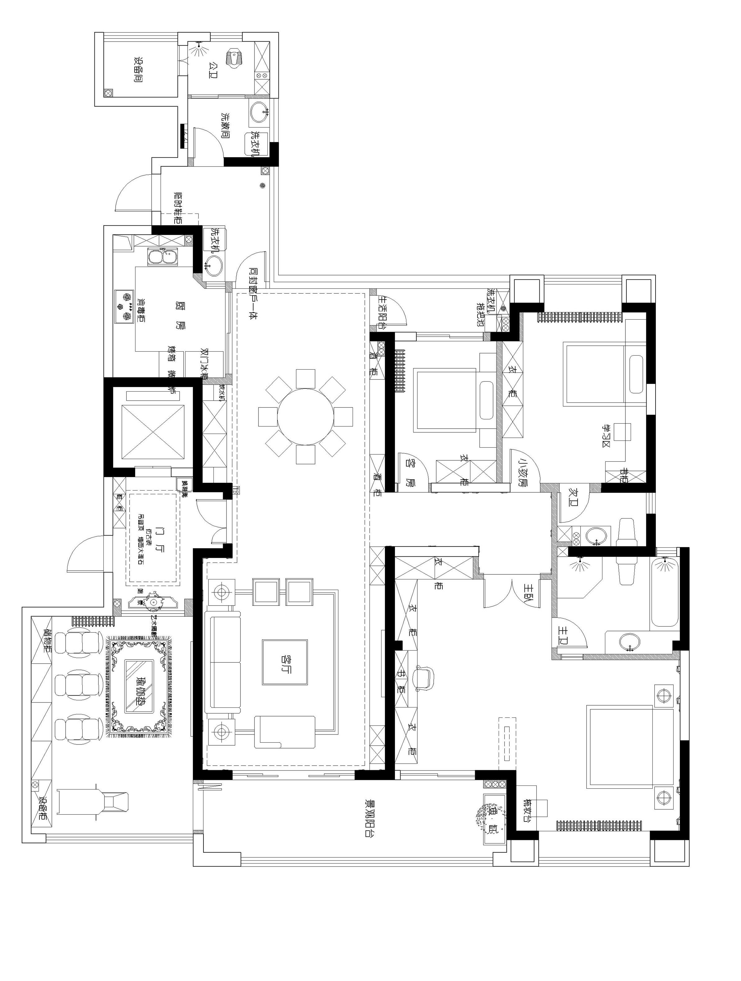 中建江山壹號(hào)200㎡輕歐簡(jiǎn)美大平層 裝修案例效果圖-平面圖