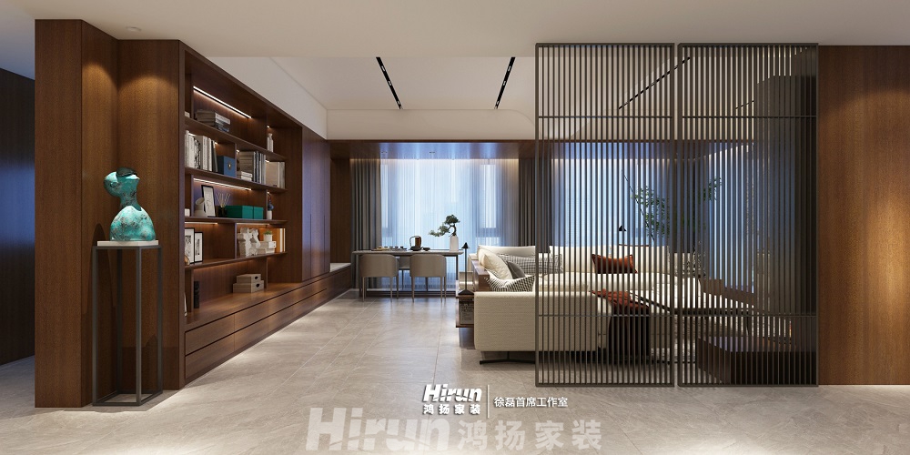 九華湖壹號(hào)300㎡復(fù)合寫意大平層 裝修案例效果圖-3客廳角度1副本111