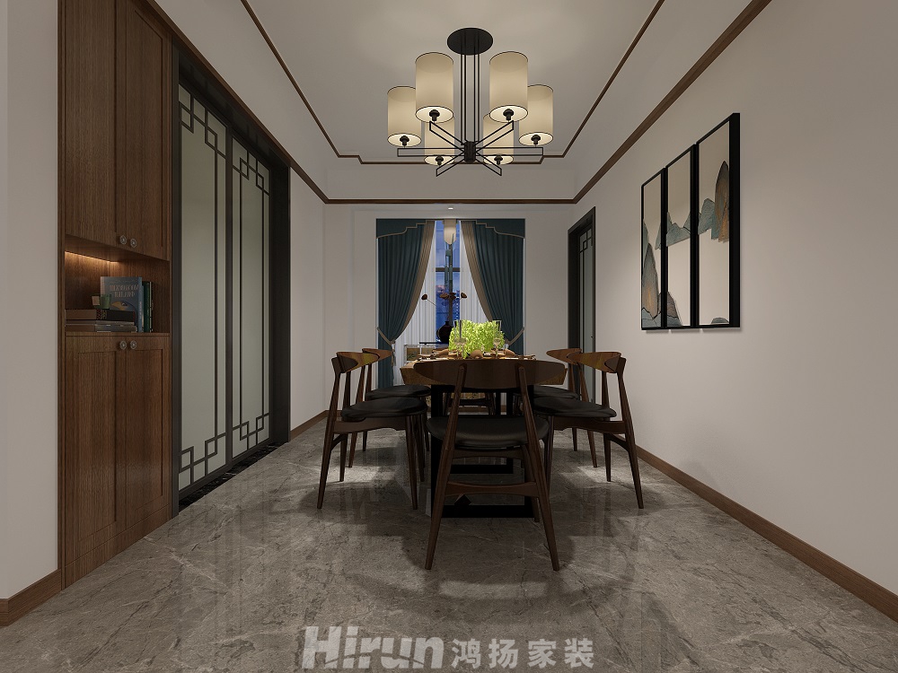 天源-蓉國新賦170㎡復(fù)合寫意四居室 裝修案例效果圖-餐廳