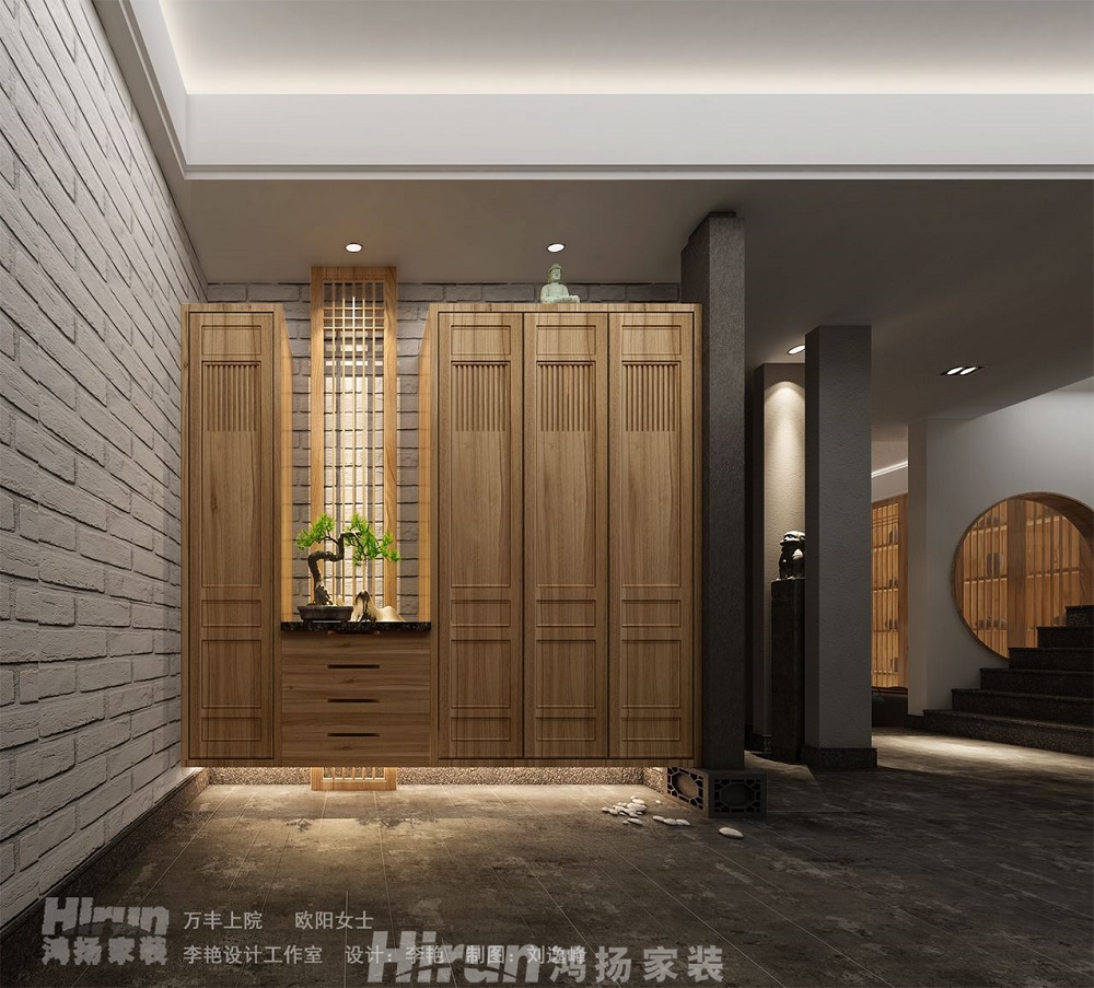 萬(wàn)豐上院湖韻300㎡江南印象別墅 裝修案例效果圖-3