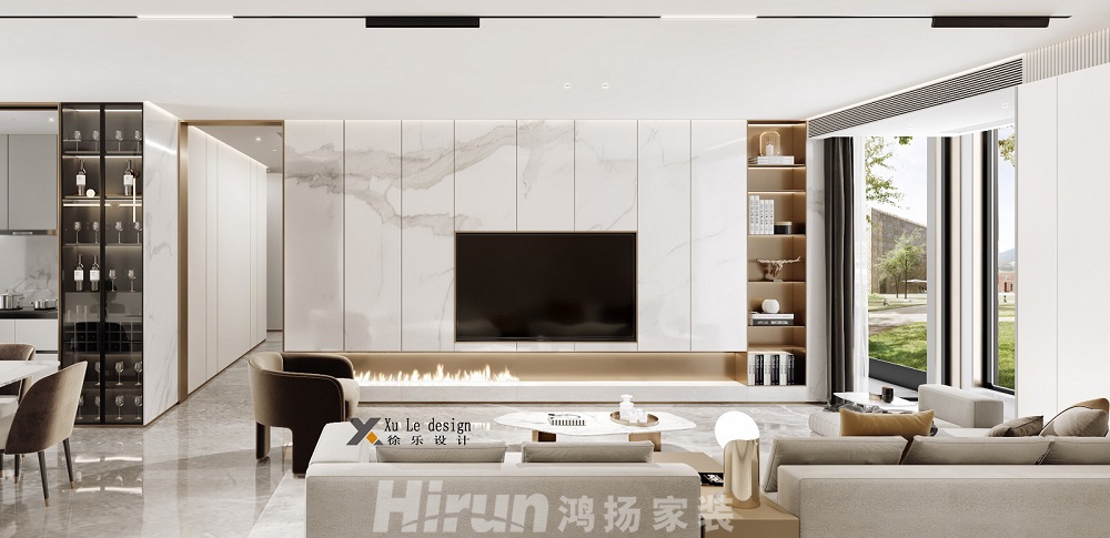 武漢天地160㎡雅致現(xiàn)代四居室 裝修案例效果圖-電視背景