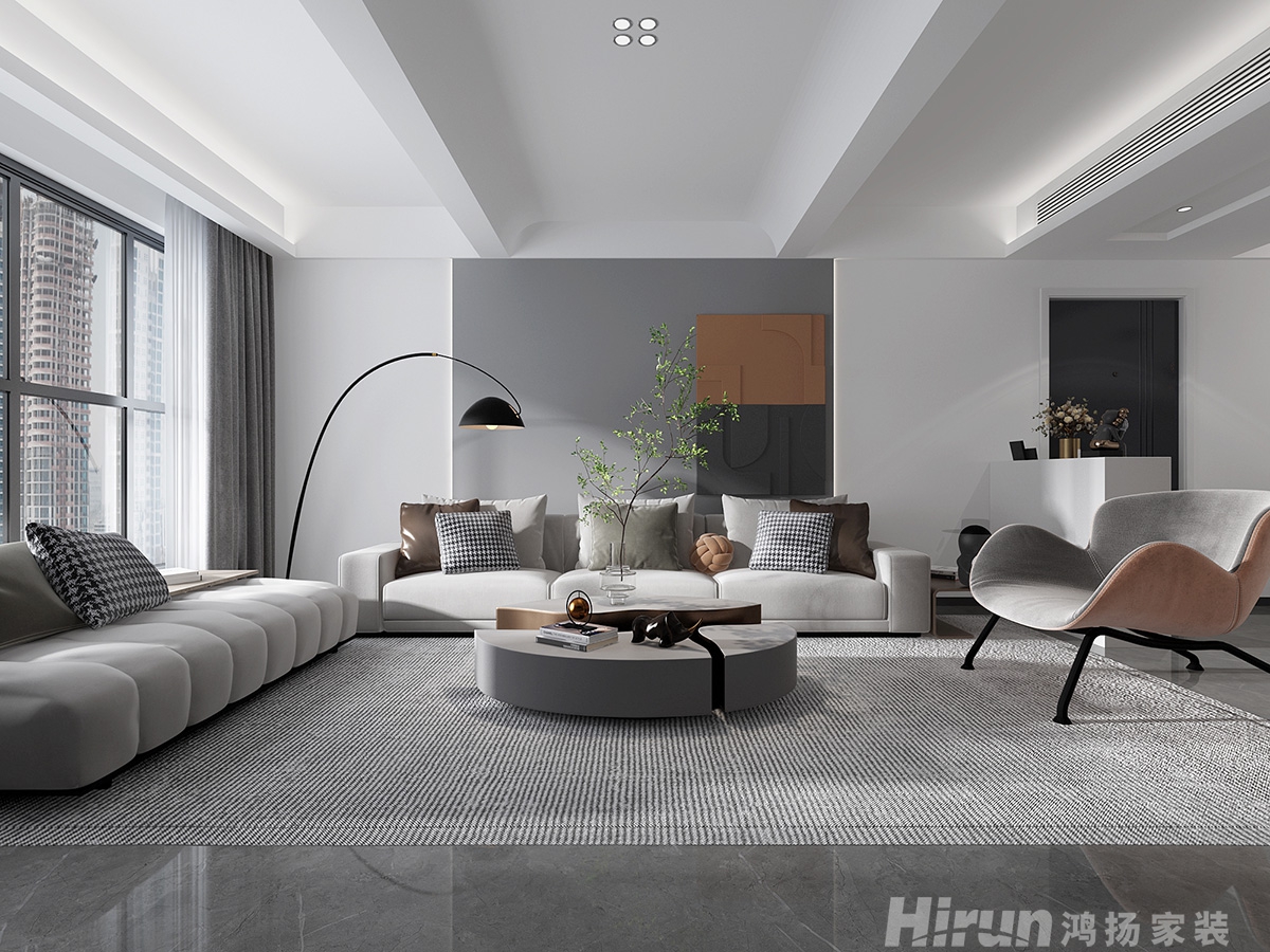 誠(chéng)信楓林逸景126㎡雅致現(xiàn)代三居室 裝修案例效果圖-2