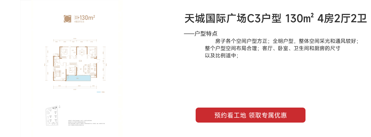 天城國際廣場（天城商業(yè)廣場）C3戶型 130㎡