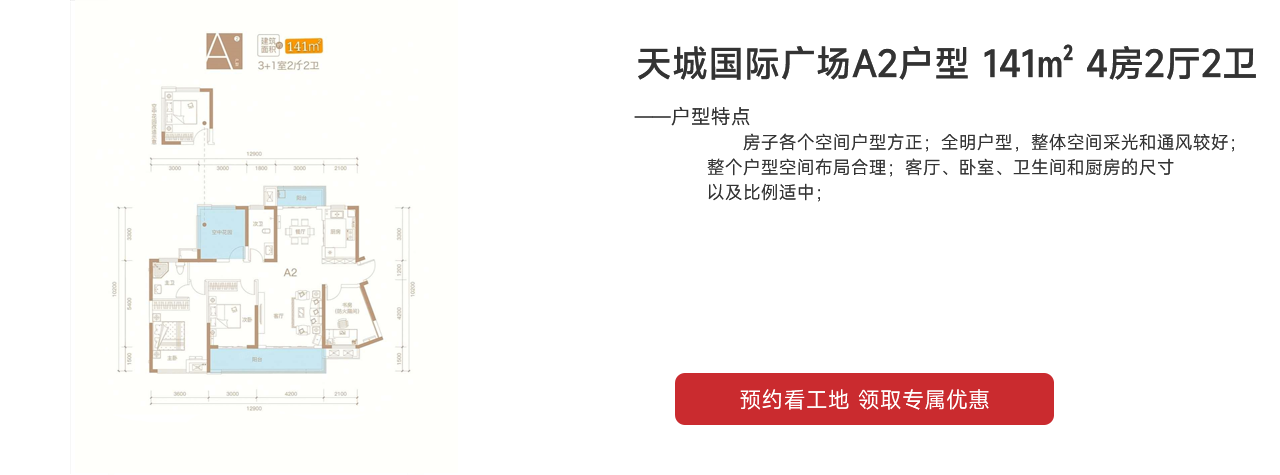 天城國際廣場（天城商業(yè)廣場）A2戶型 141㎡