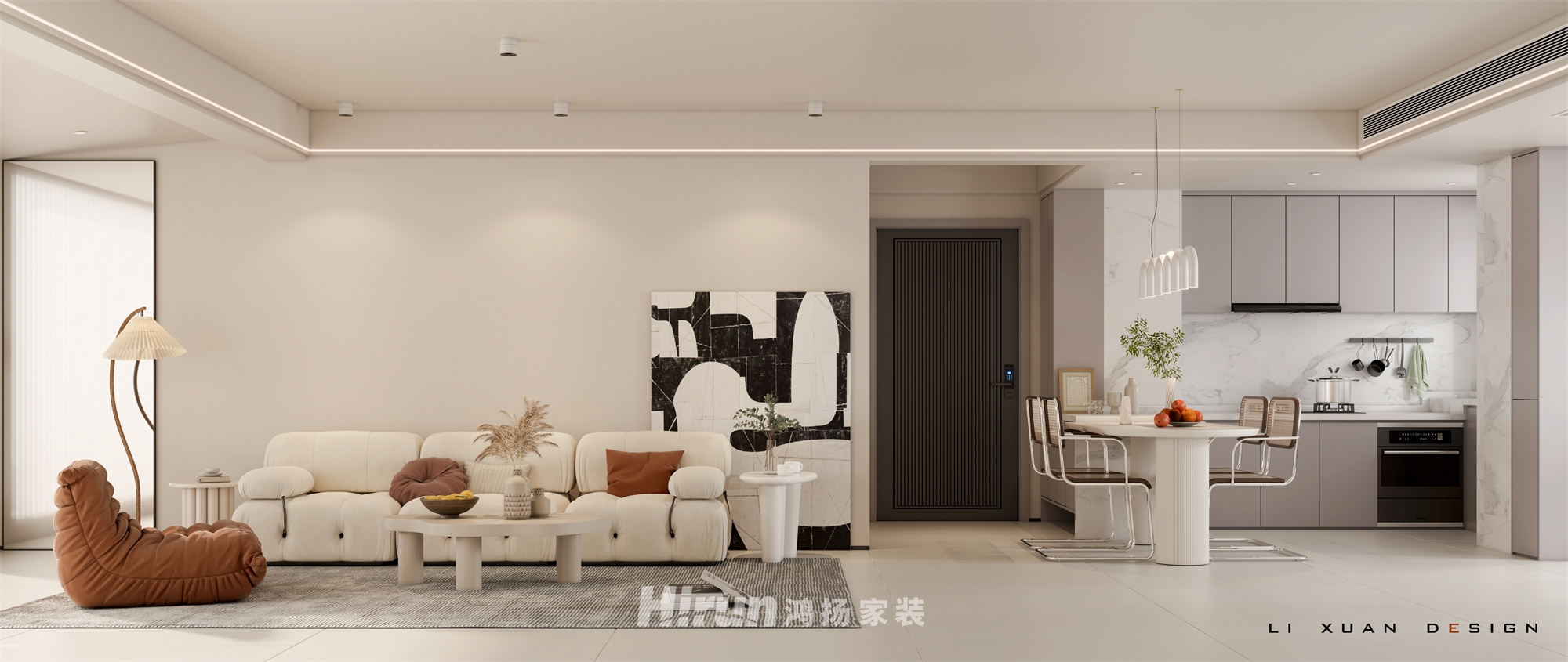 長(zhǎng)房云尚公館130㎡北歐之光三居室 裝修案例效果圖-2