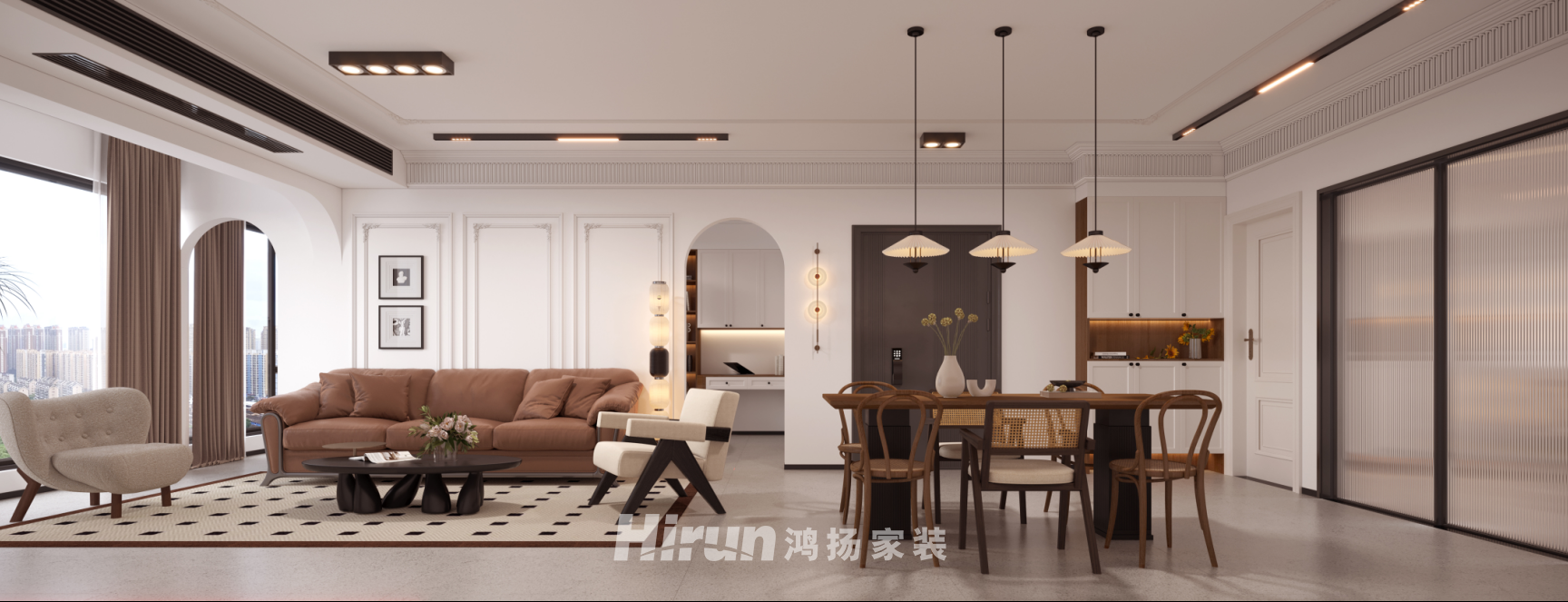 紅星天鉑130㎡復(fù)古風(fēng)潮三居室 裝修案例效果圖-1
