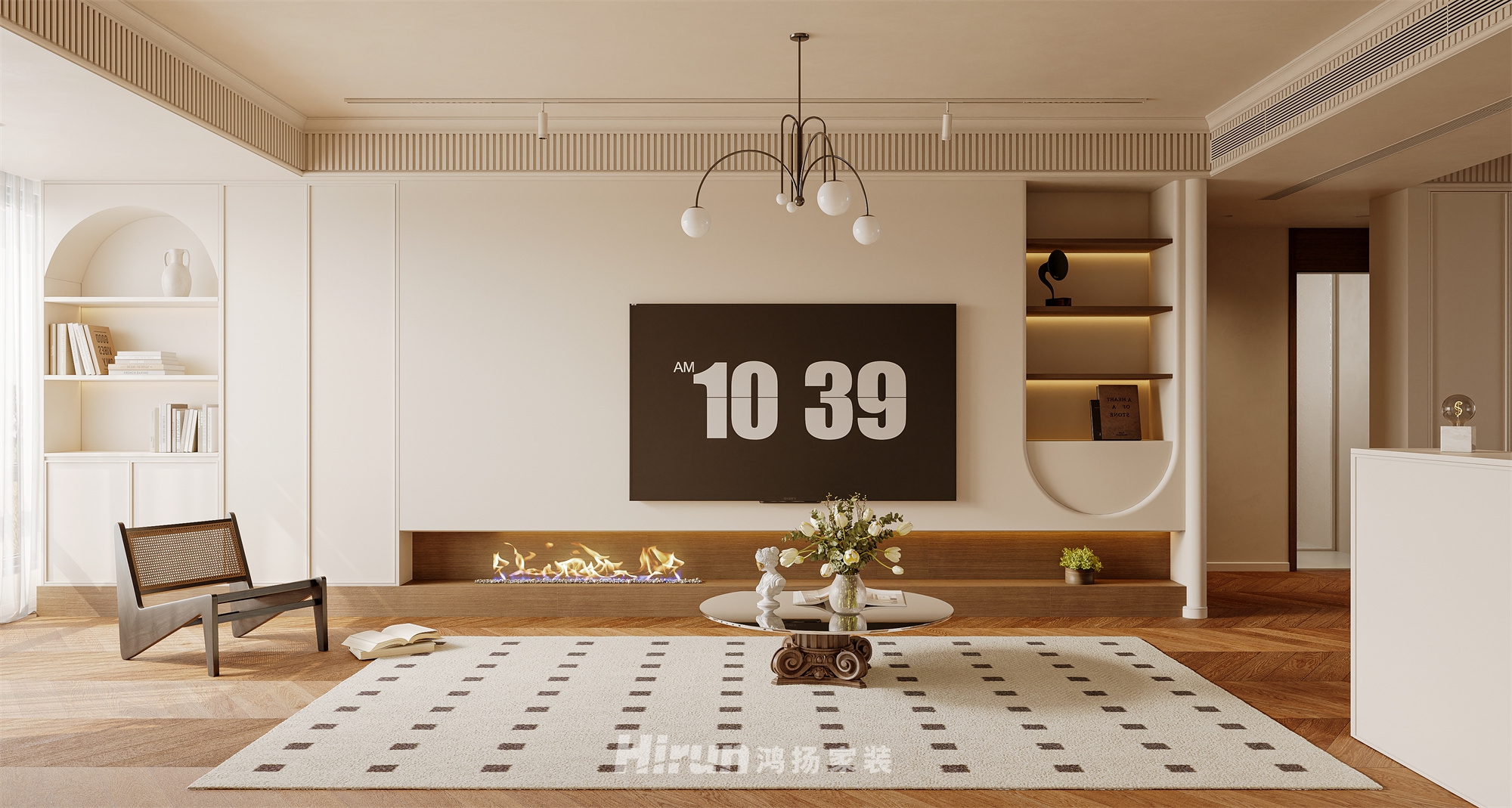 建發(fā)玖洲和璽113㎡復古風潮三居室 裝修案例效果圖-2