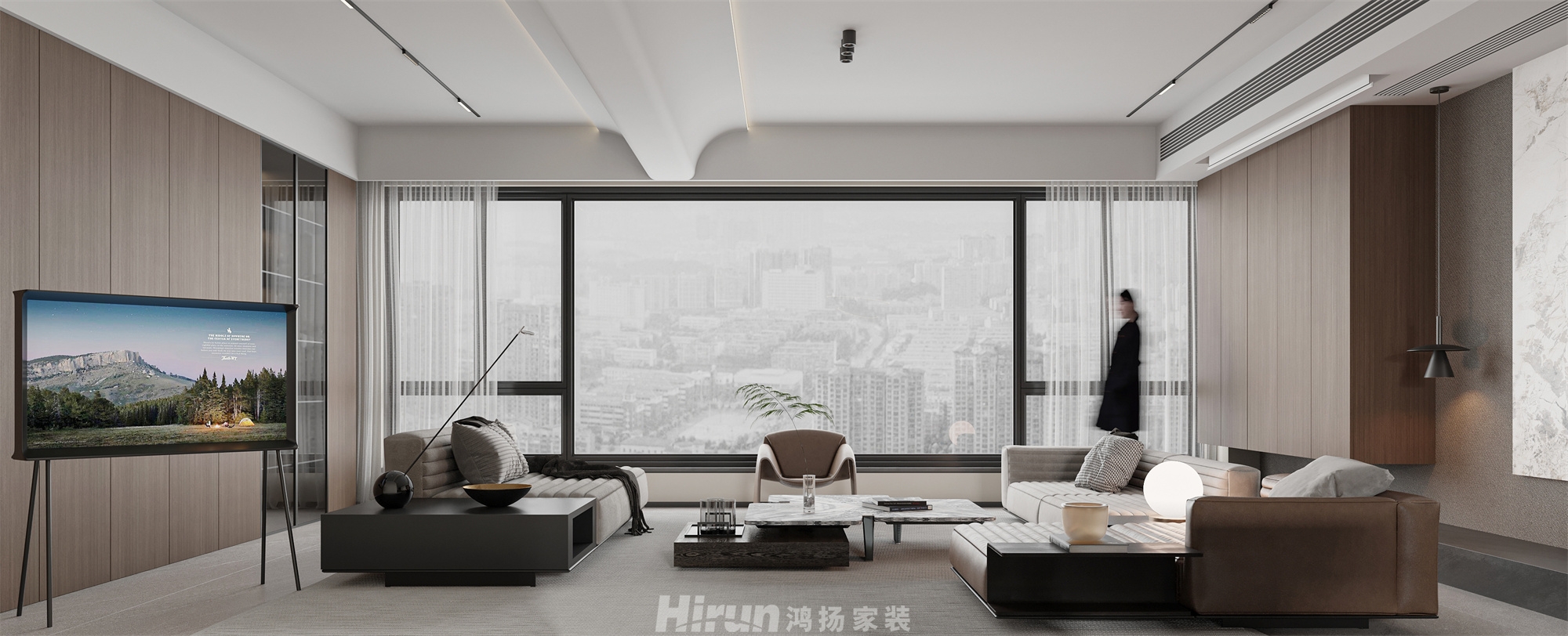 建發(fā)玖洲和璽140㎡雅致現代四居室 裝修案例效果圖-1