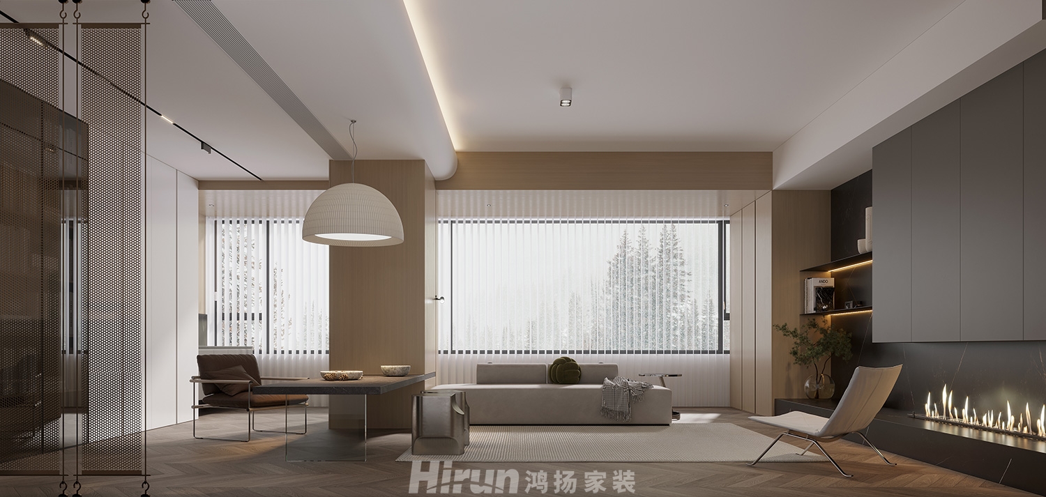 長房領(lǐng)秀時代130㎡雅致現(xiàn)代四居室 裝修案例效果圖-2