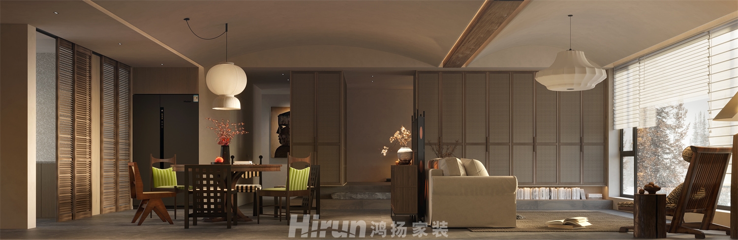 建發(fā)玖洲觀瀾142㎡復(fù)古風(fēng)潮四居室 裝修案例效果圖-1