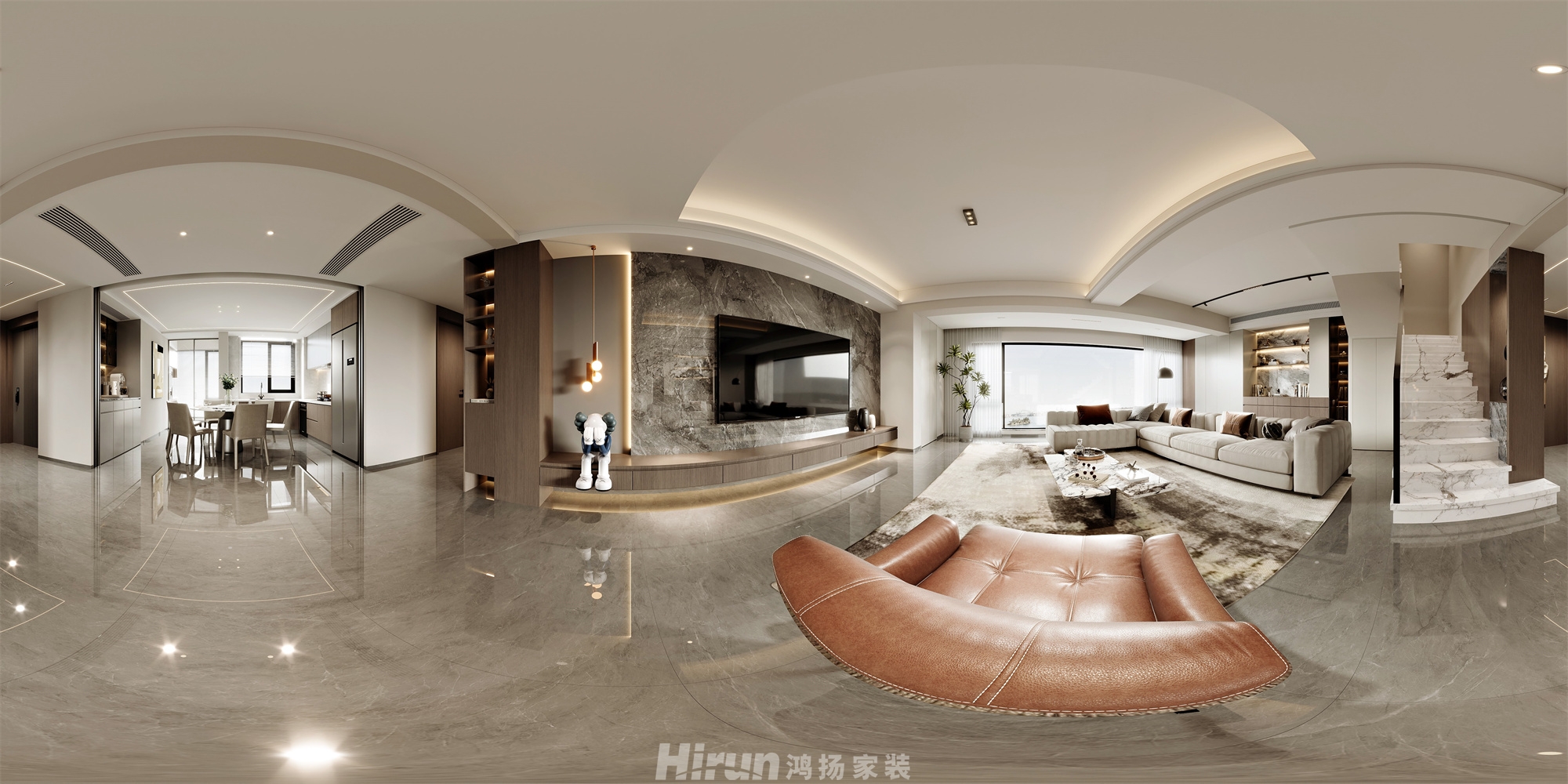 中信城開(kāi)·東宸上品190㎡新裝飾主義大平層 裝修案例效果圖-1