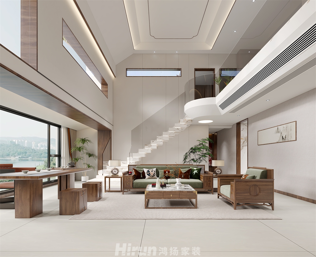 青竹湖曦園311㎡寫意木構(gòu)別墅 裝修案例效果圖-2