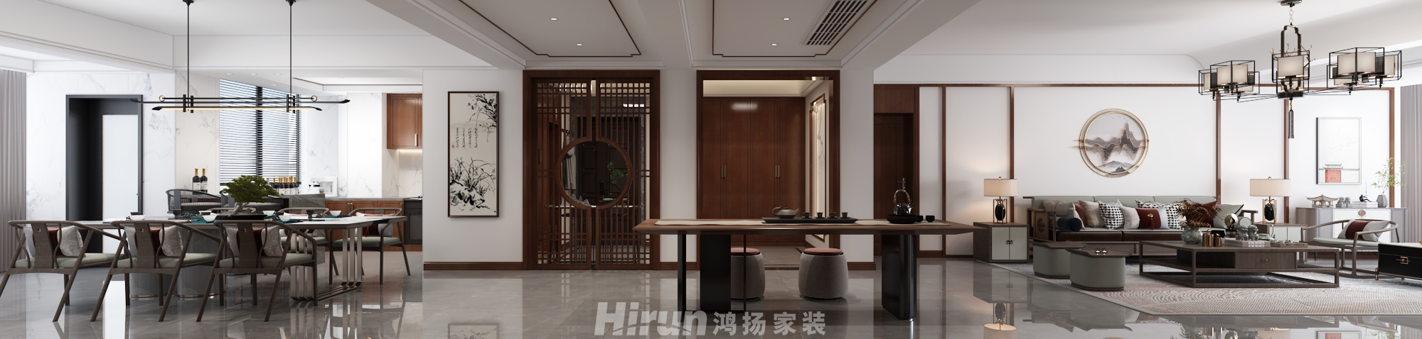 美居樂瓏庭210㎡復(fù)合寫意大平層 裝修案例效果圖-1