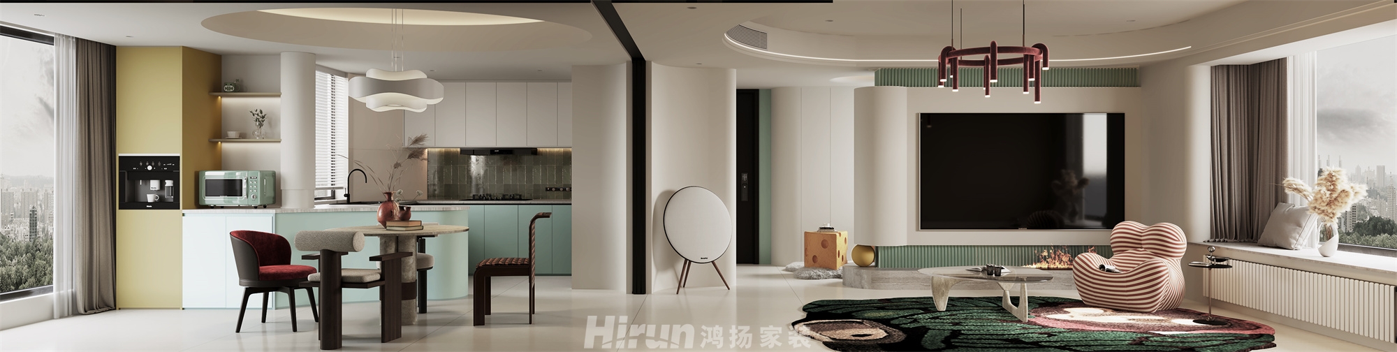榮悅臺140㎡優(yōu)雅繽紛四居室 裝修案例效果圖-1