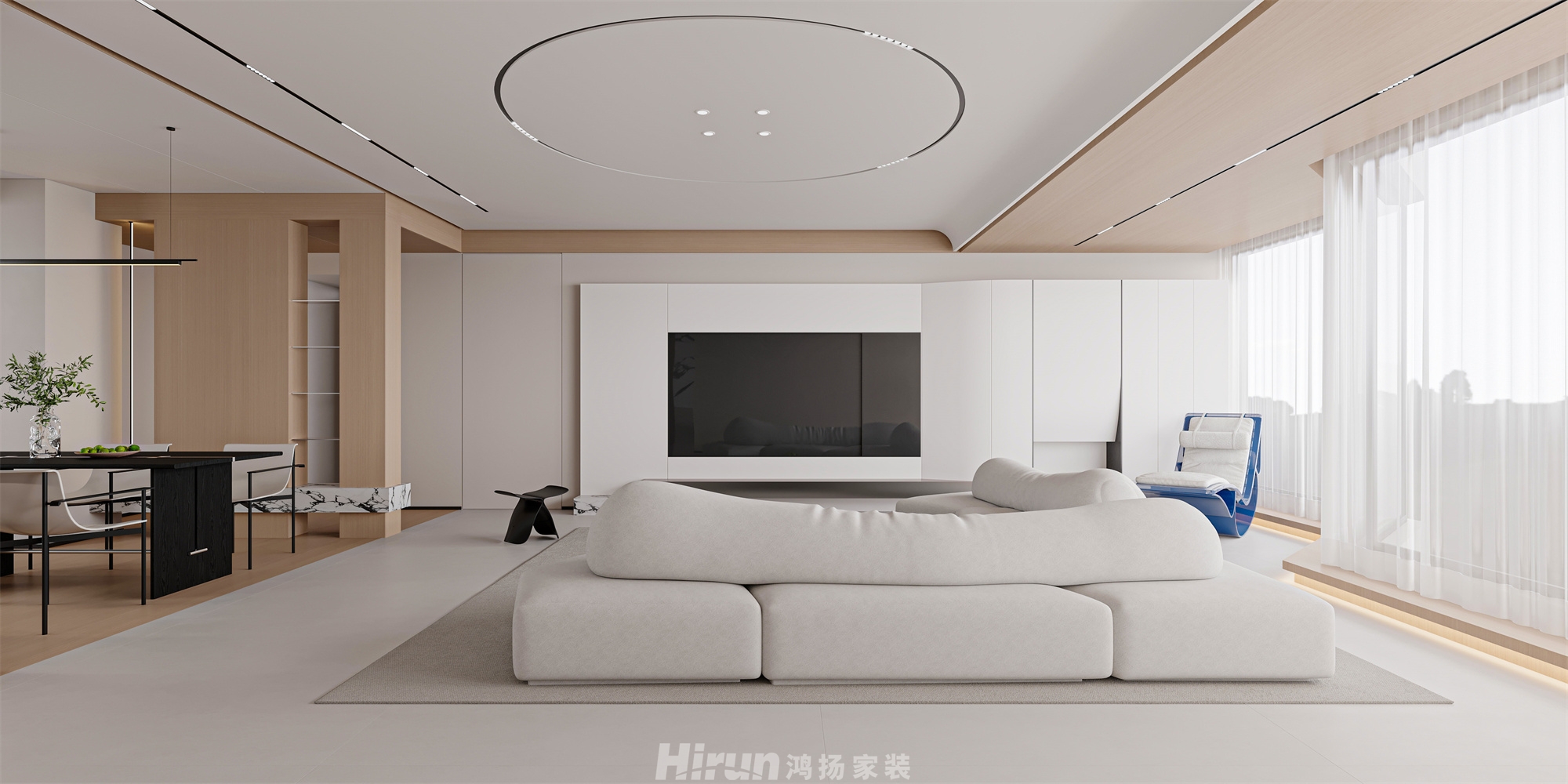 洋湖天序141㎡雅致現(xiàn)代三居室 裝修案例效果圖-1