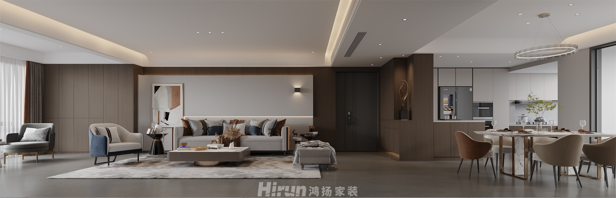 金時花園220㎡雅致現(xiàn)代四居室 裝修案例效果圖-1