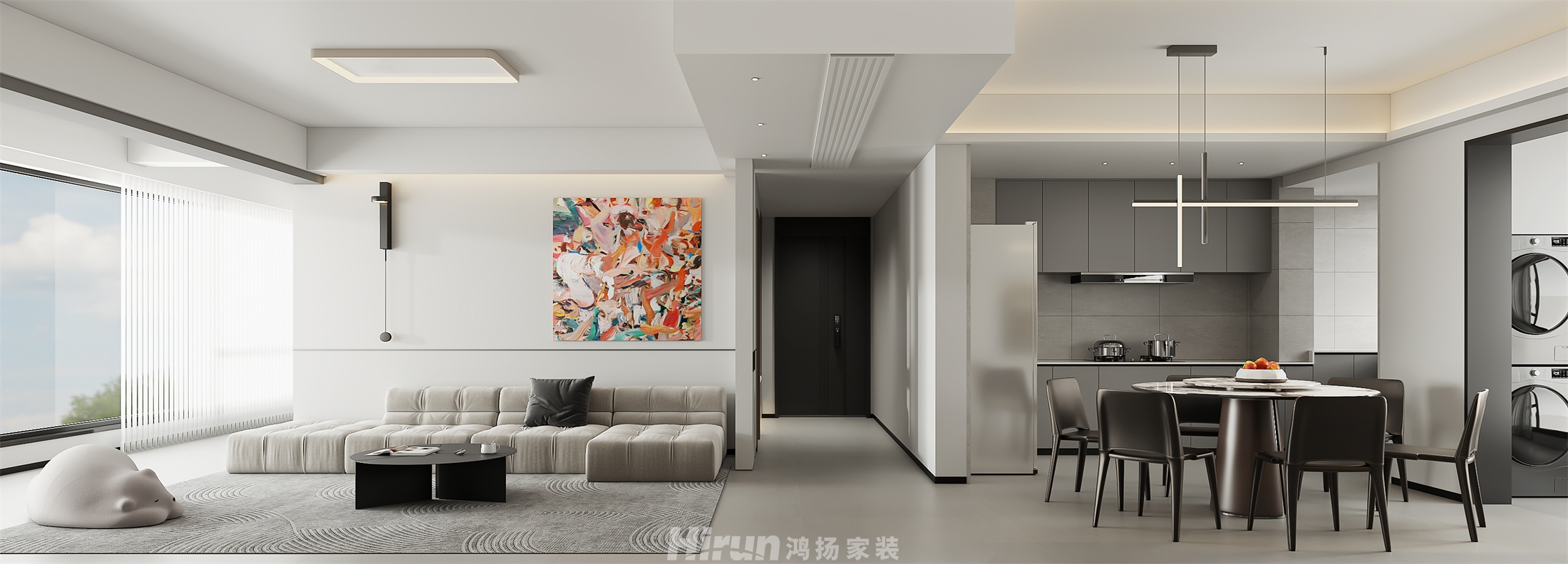 鴻濤翡翠灣147㎡雅致現(xiàn)代四居室 裝修案例效果圖-2