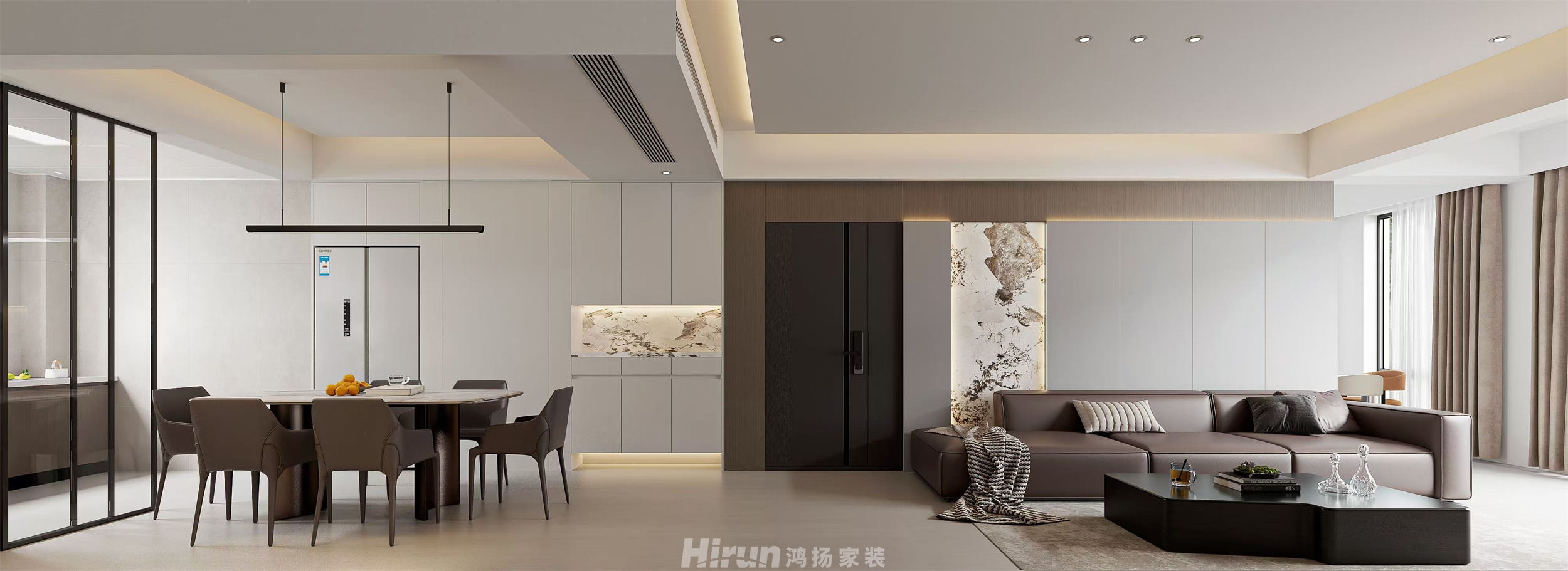 辰溪辰陽春天120㎡雅致現(xiàn)代三居室 裝修案例效果圖-1