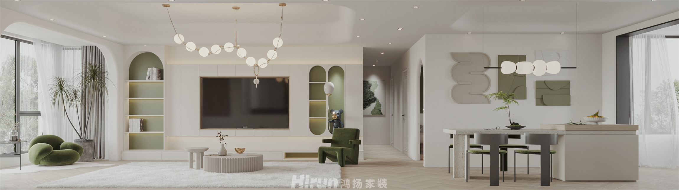翡麗云邸140㎡優(yōu)雅繽紛三居室 裝修案例效果圖-1