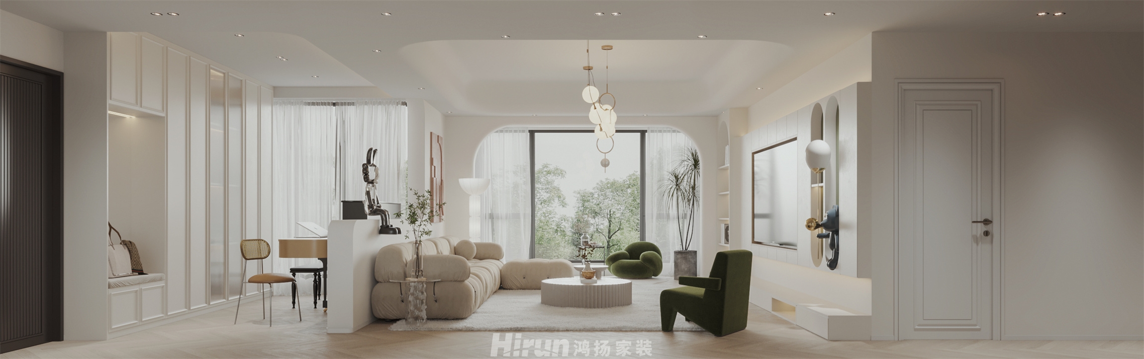 翡麗云邸140㎡優(yōu)雅繽紛三居室 裝修案例效果圖-2
