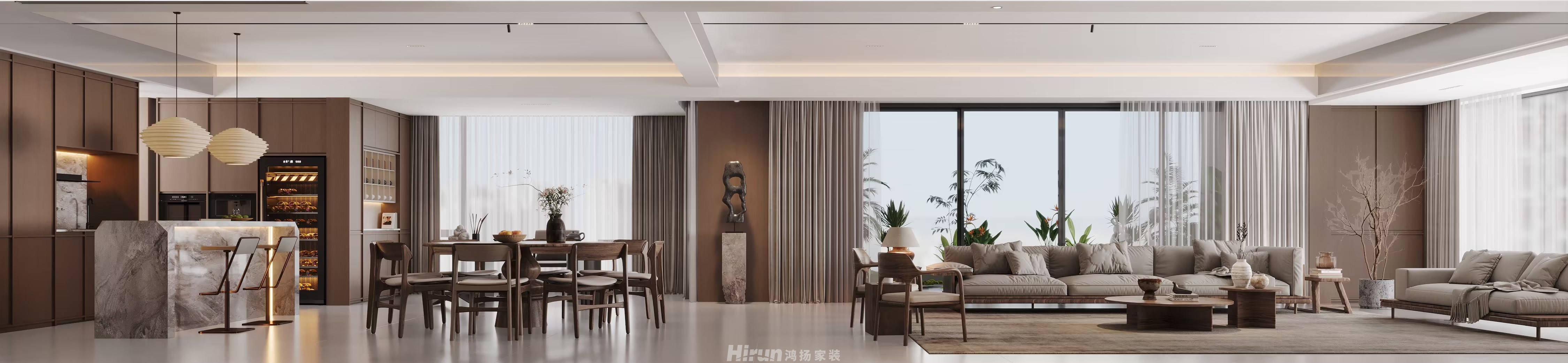 匯景甲叁號(hào)院350㎡復(fù)古風(fēng)潮大平層 裝修案例效果圖-2