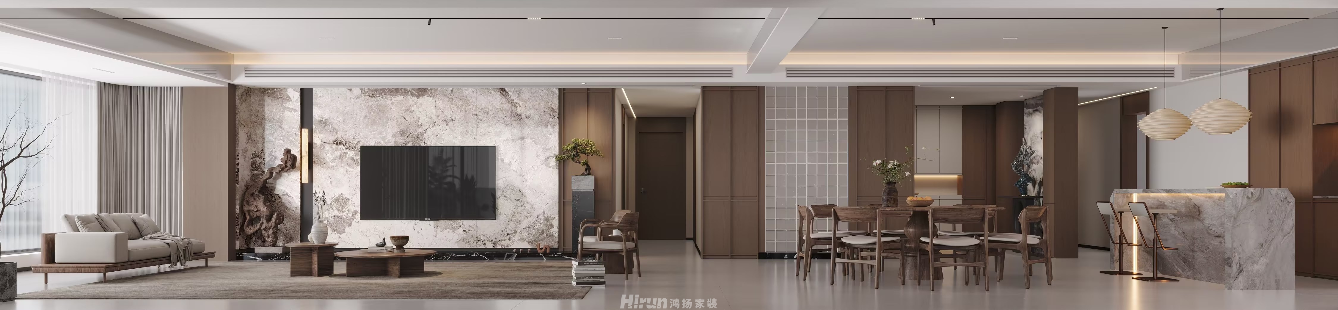 匯景甲叁號(hào)院350㎡復(fù)古風(fēng)潮大平層 裝修案例效果圖-16