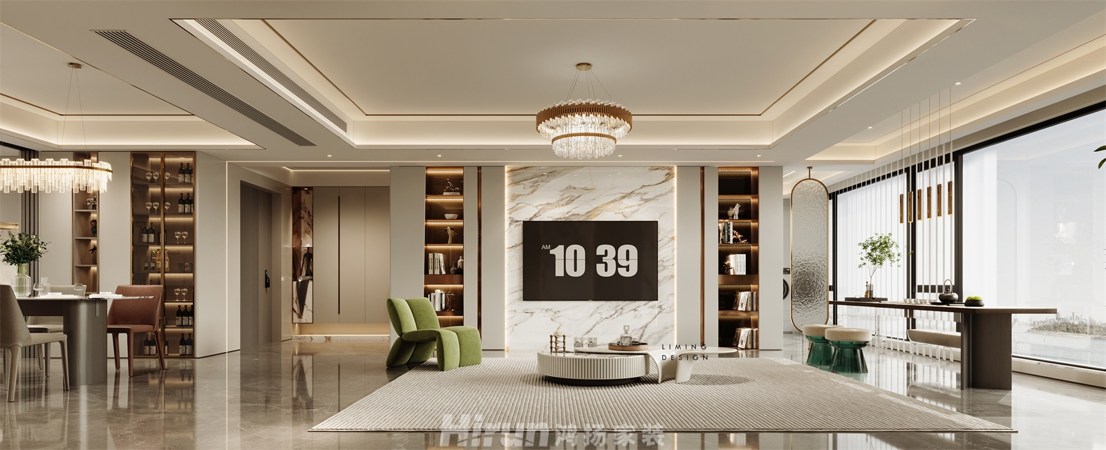 建發(fā)玖洲和璽220㎡新裝飾主義大平層 裝修案例效果圖-2