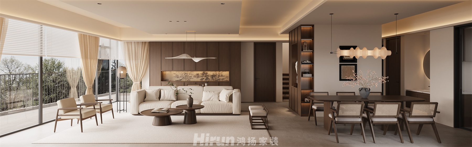 金地湖山樾400㎡寫(xiě)意木構(gòu)疊墅 裝修案例效果圖-4