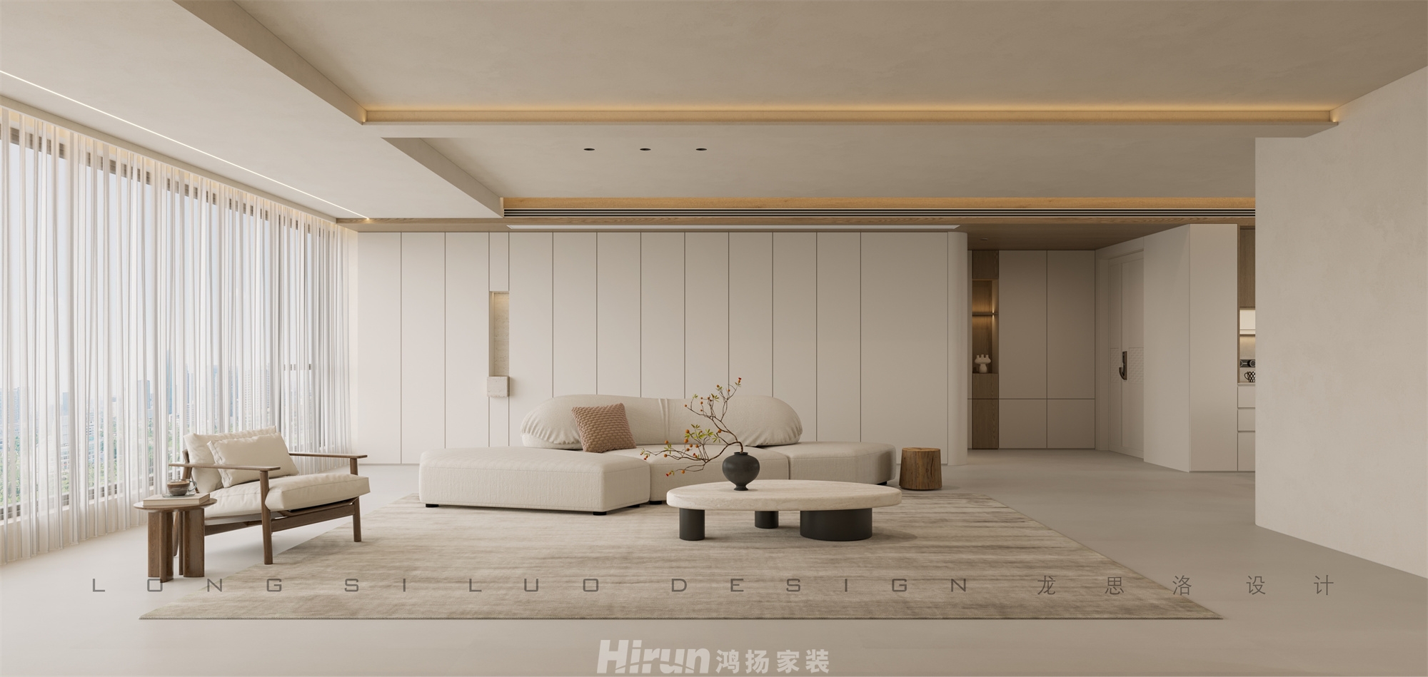 長(zhǎng)沙潤(rùn)府188㎡極簡(jiǎn)詫寂四居室 裝修案例效果圖-2