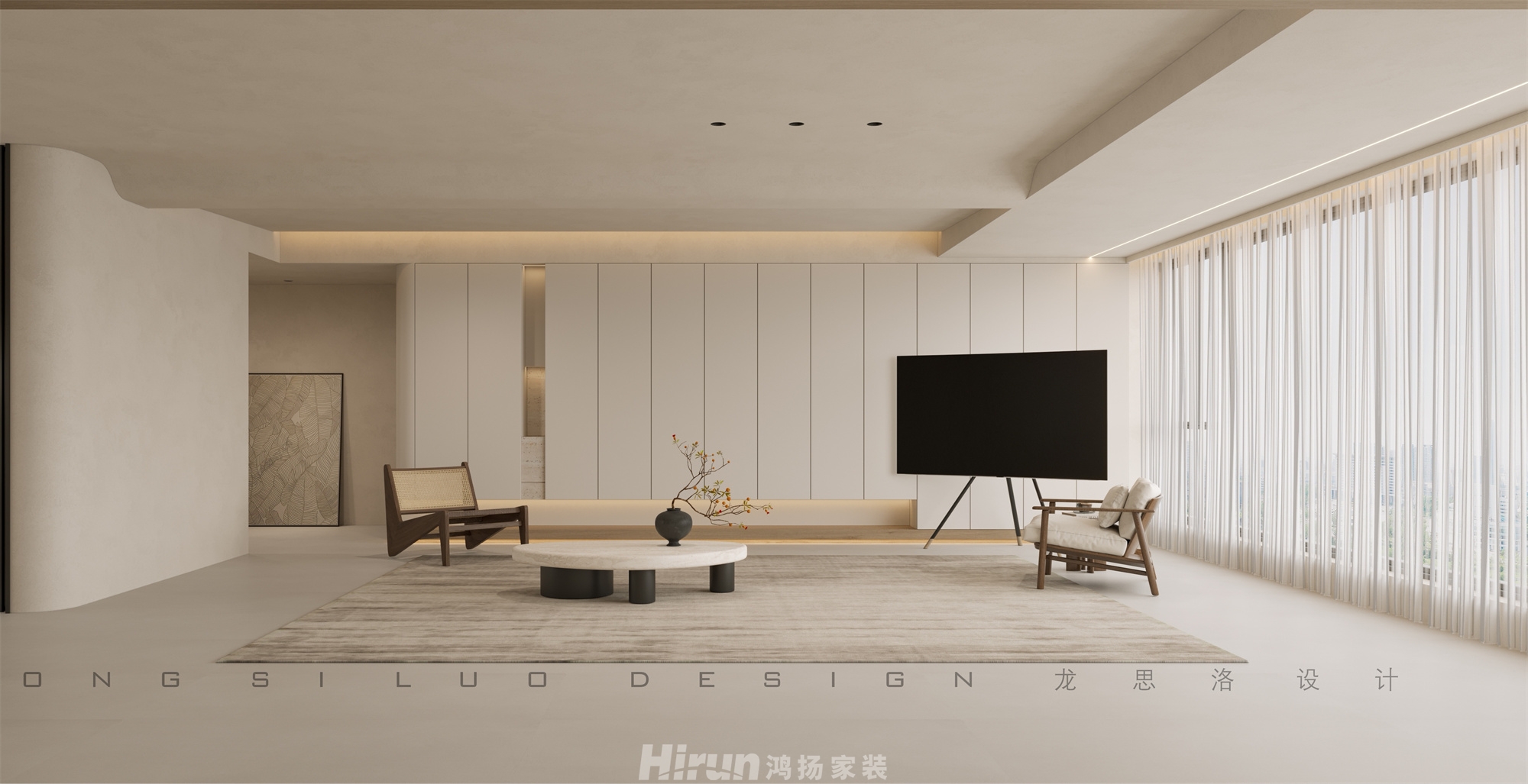 長(zhǎng)沙潤(rùn)府188㎡極簡(jiǎn)詫寂四居室 裝修案例效果圖-6