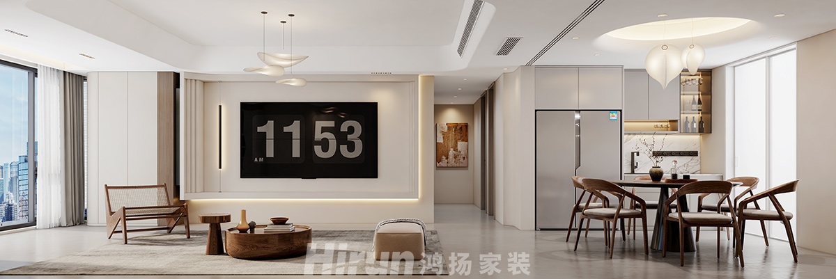 東原麓印長江110㎡雅致現(xiàn)代三居室 裝修案例效果圖-2