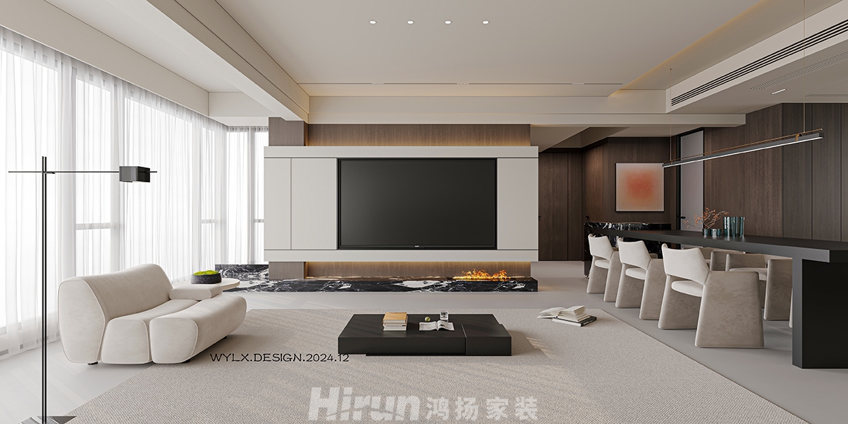 輝煌國(guó)際城170㎡雅致現(xiàn)代四居室 裝修案例效果圖-3