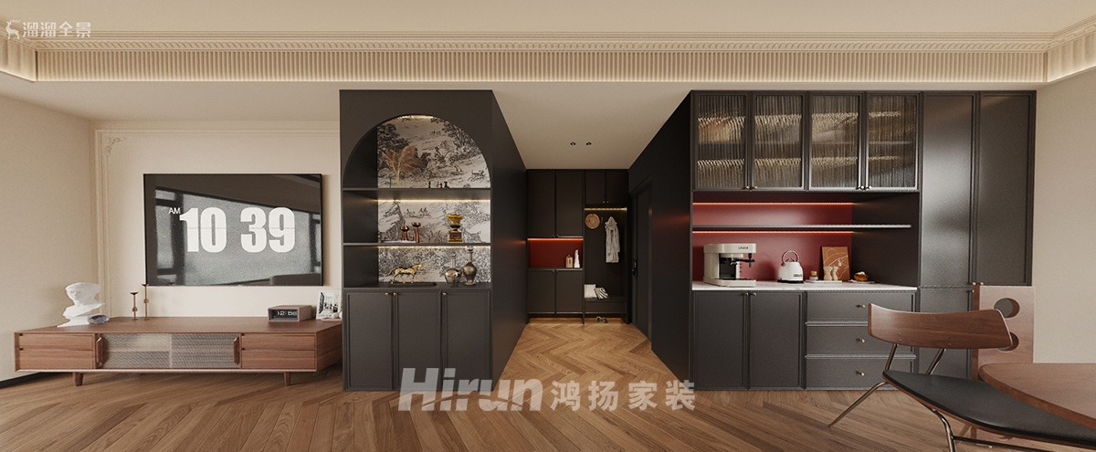 寧城府143㎡復(fù)古風(fēng)潮四居室 裝修案例效果圖-1