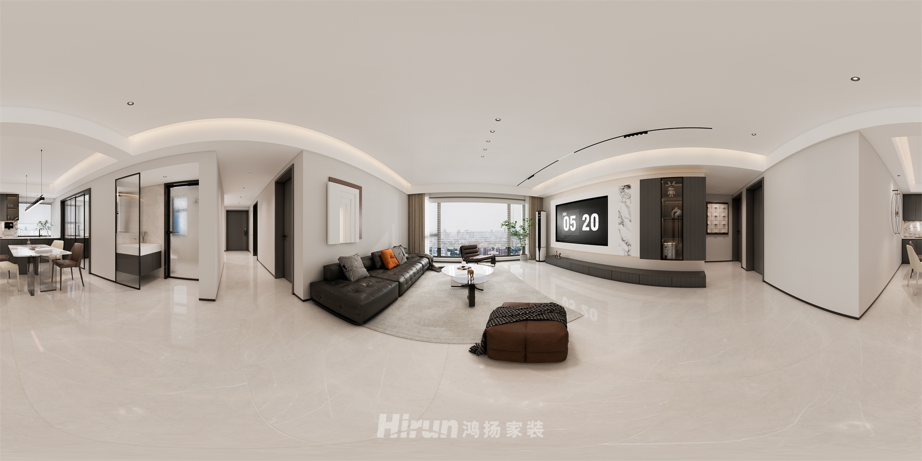 華晨國(guó)際132㎡雅致現(xiàn)代三居室 裝修案例效果圖-1