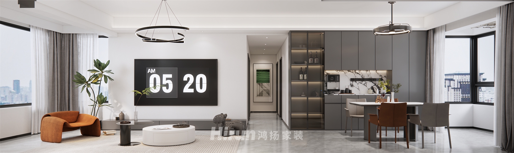 江灣壹號(hào)145㎡雅致現(xiàn)代四居室 裝修案例效果圖-2