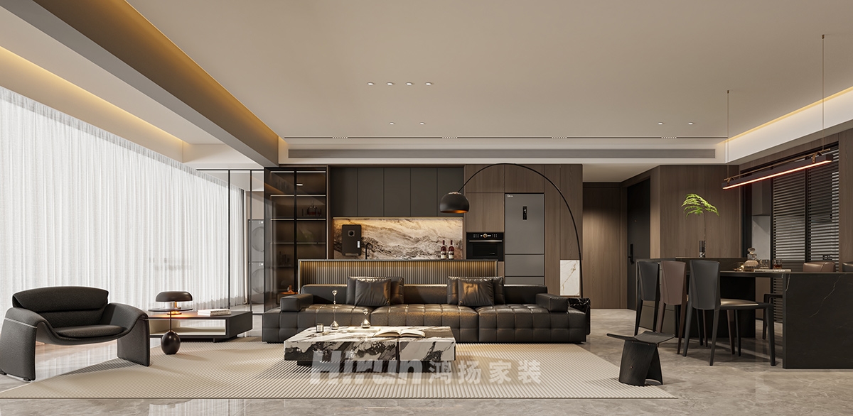 建發(fā)和著210㎡新裝飾主義四居室 裝修案例效果圖-6