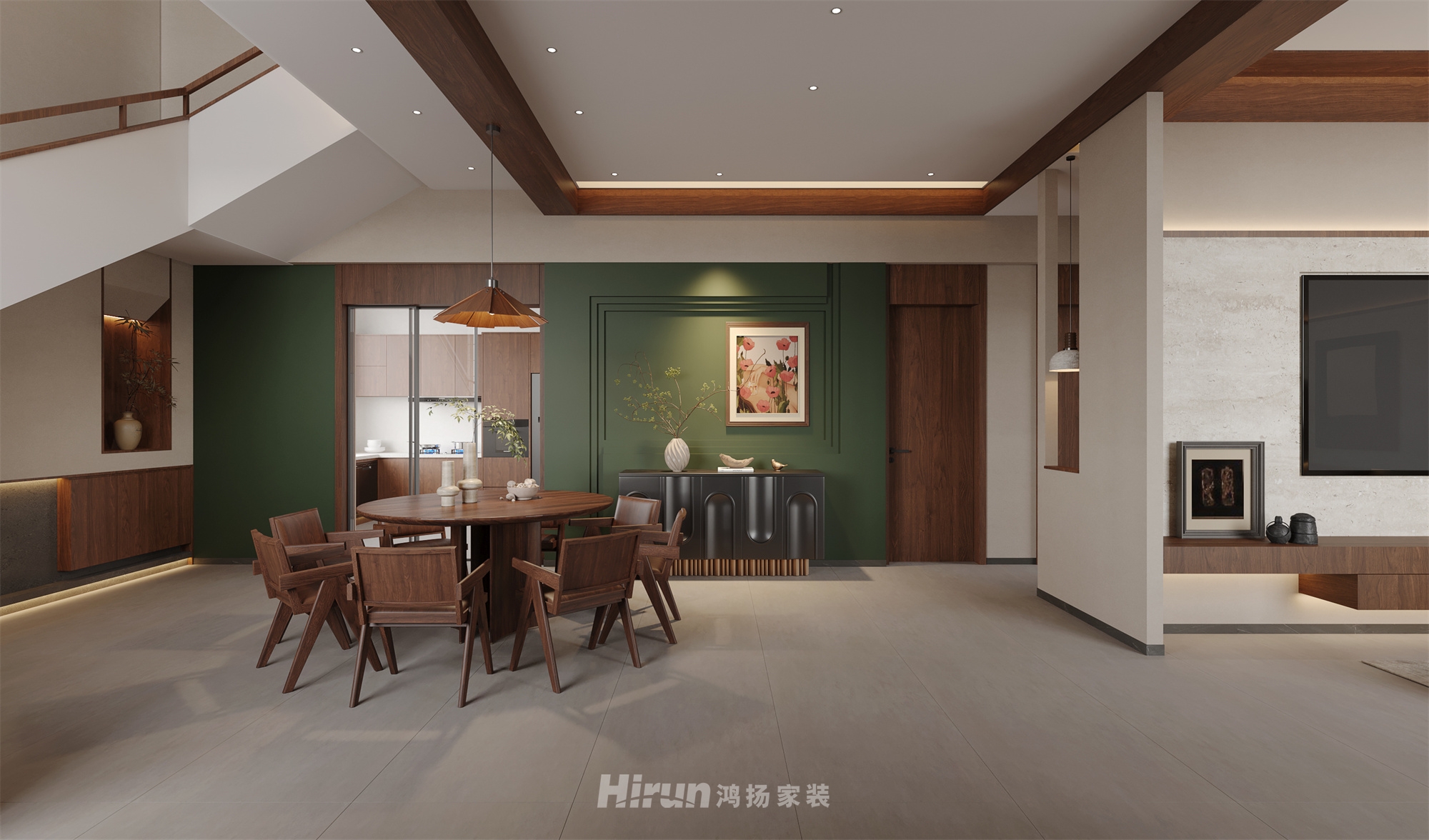 麻陽(yáng)自建房406㎡復(fù)古風(fēng)潮別墅 裝修案例效果圖-1