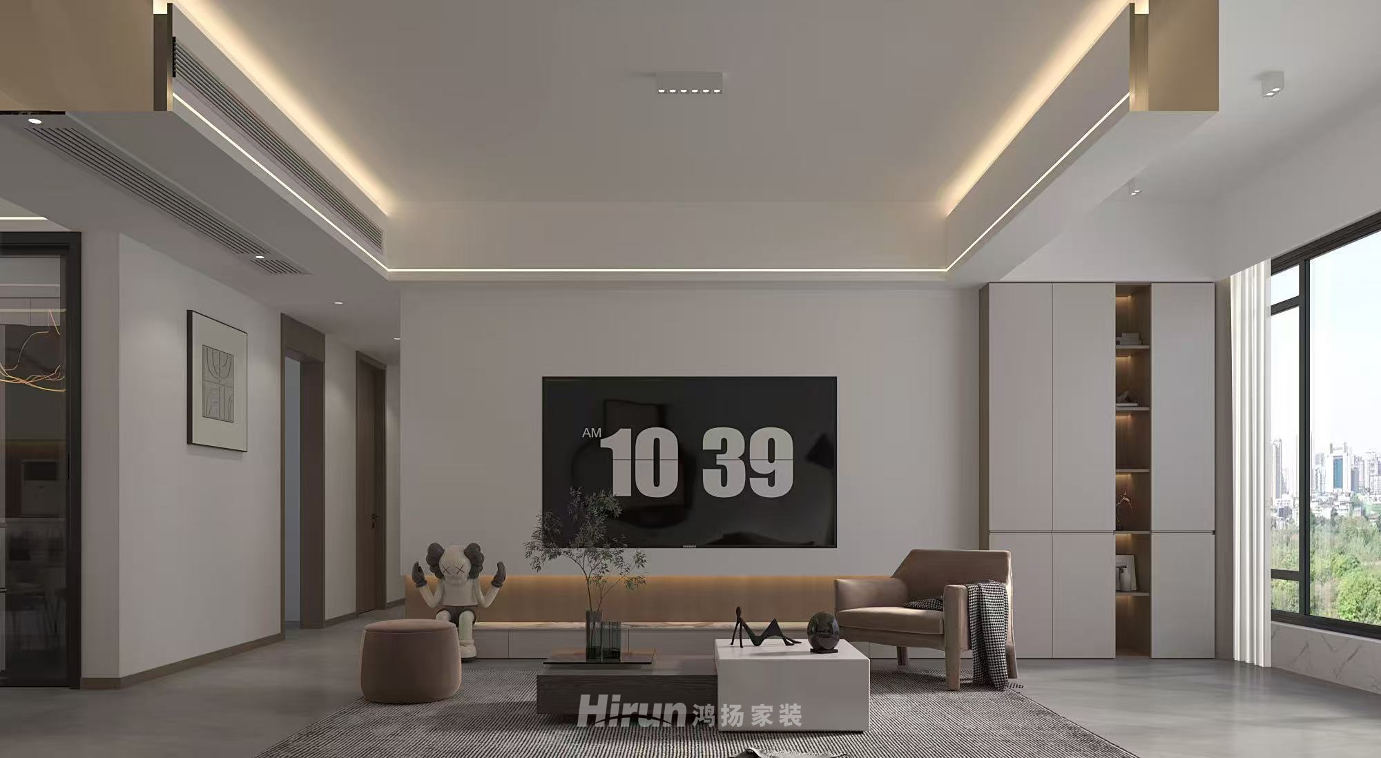 桃誠(chéng)外灘140㎡雅致現(xiàn)代四居室 裝修案例效果圖-1