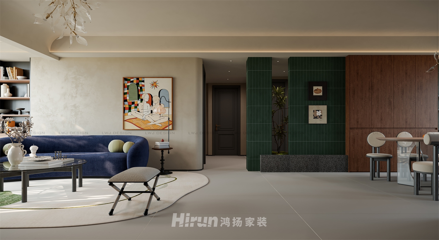 中交中央公園386㎡復(fù)古風(fēng)潮疊墅 裝修案例效果圖-4