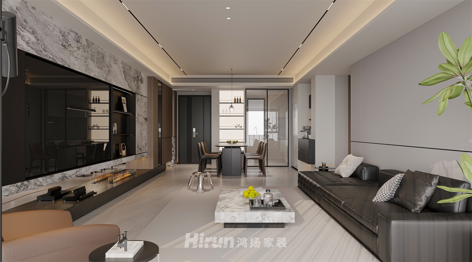 璞悅灣118㎡雅致現(xiàn)代三居室 裝修案例效果圖-1