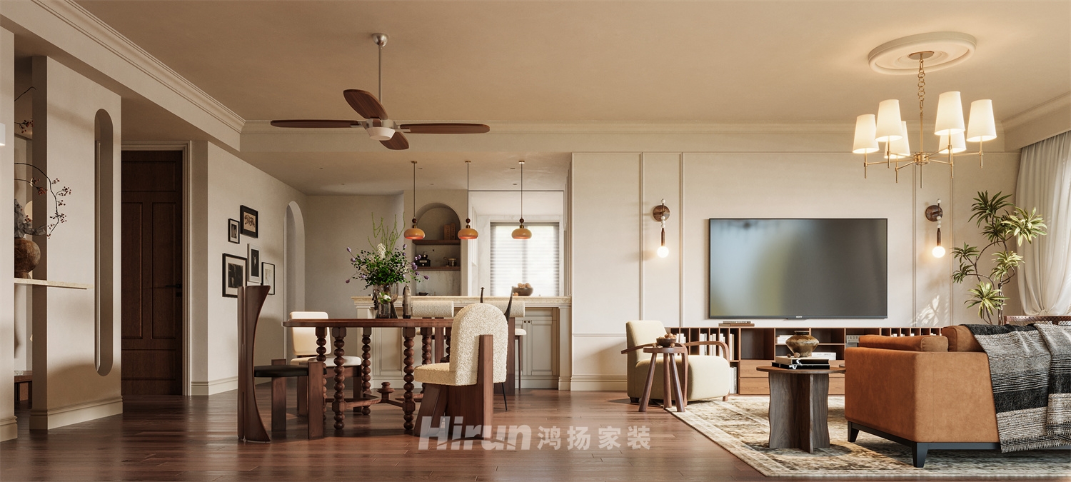 桃李九章172㎡復(fù)古風(fēng)潮四居室 裝修案例效果圖-1