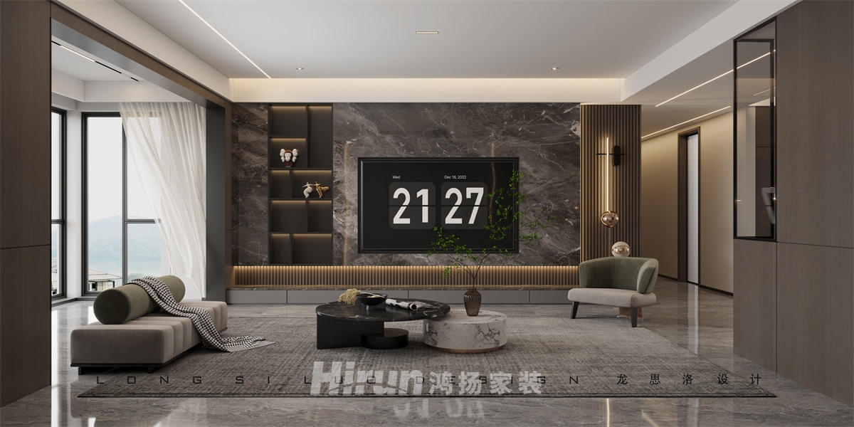 博林云棲200㎡新裝飾主義大平層 裝修案例效果圖-3