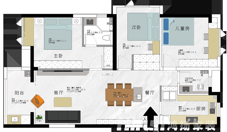 2022年房子怎么裝修好看，鴻揚家裝三居室“雅致灰調(diào)”裝修案例分享
