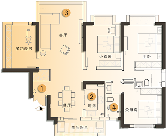 156㎡北歐風(fēng)四居室，LDK格局，原木地板通鋪，全屋簡單清爽，愛了！